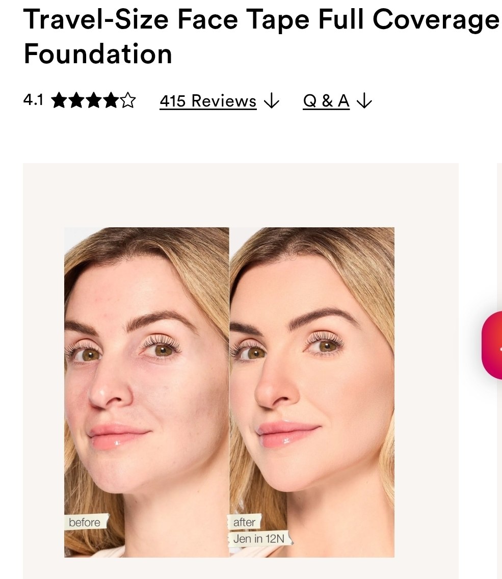 Travel-Size Face Tape Full Coverage Foundation