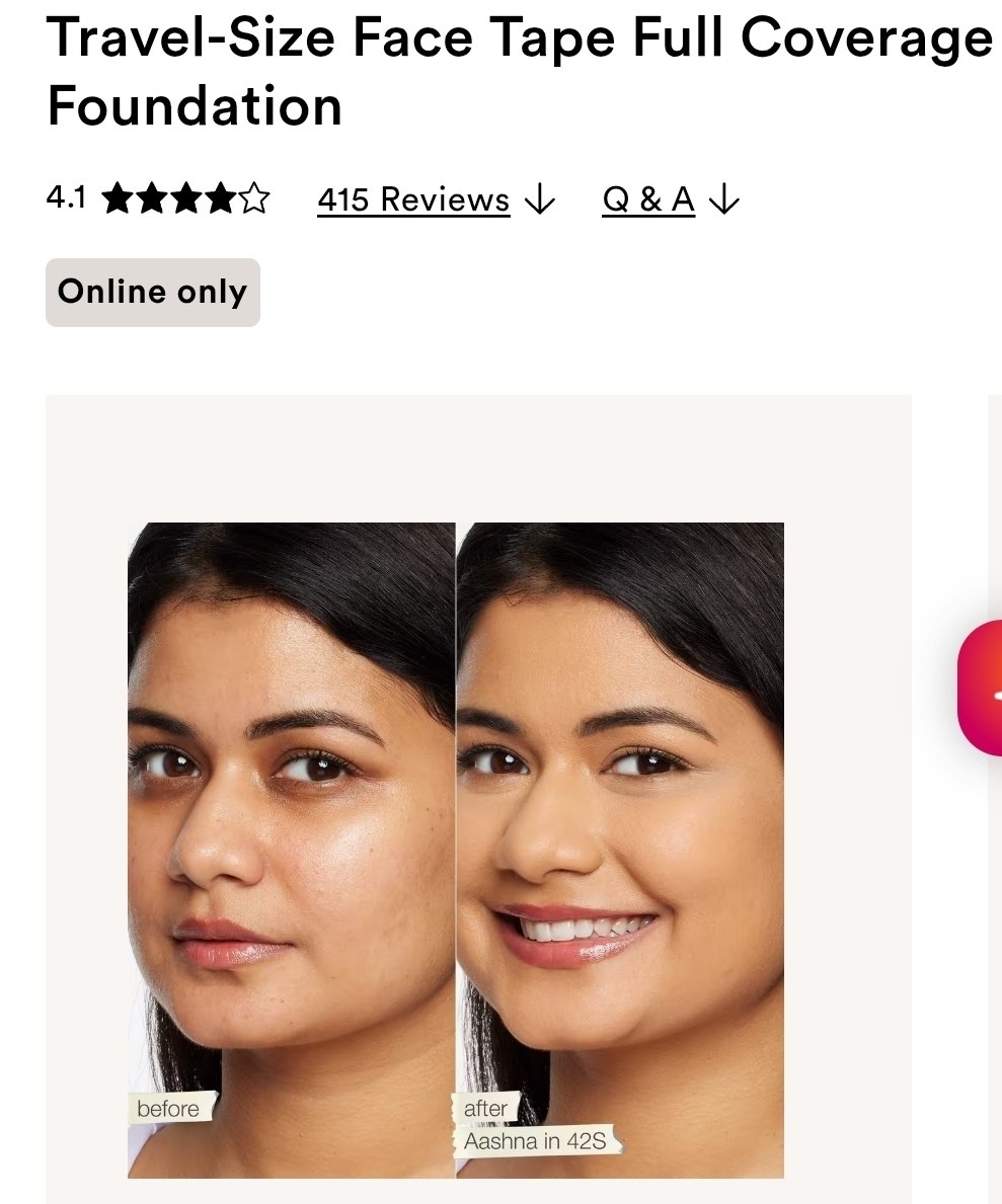 Travel-Size Face Tape Full Coverage Foundation