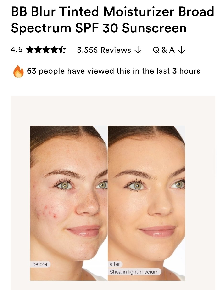 BB Blur Tinted Moisturizer Broad Spectrum SPF 30 Sunscreen