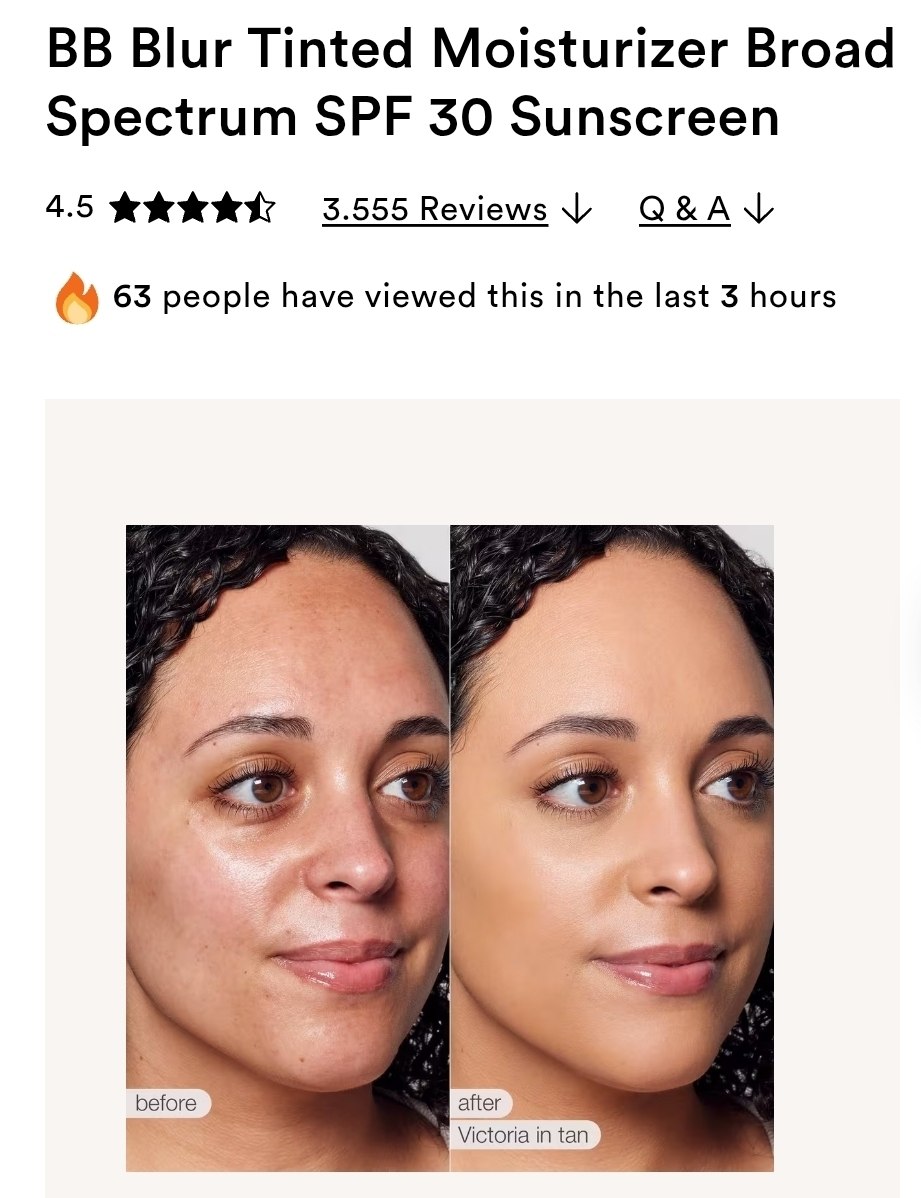 BB Blur Tinted Moisturizer Broad Spectrum SPF 30 Sunscreen