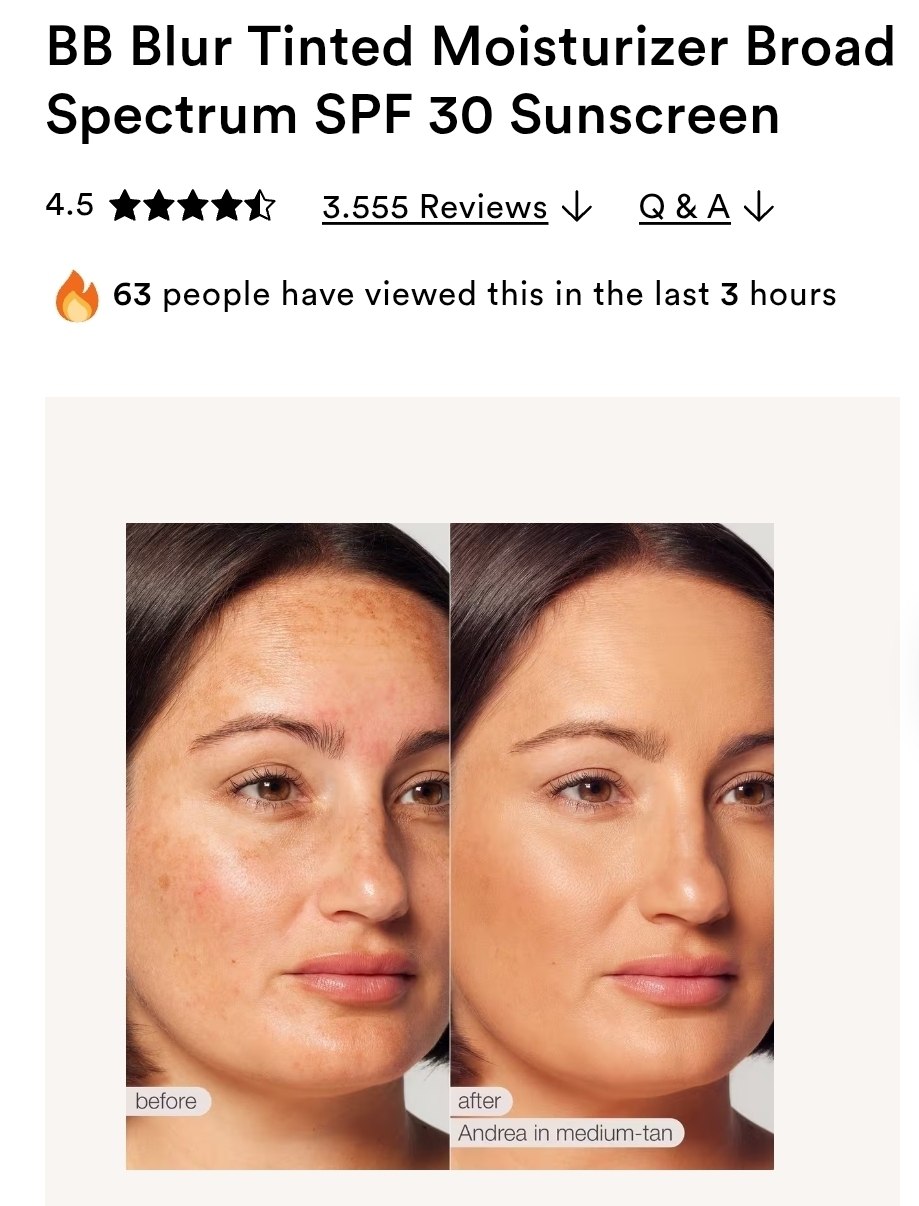 BB Blur Tinted Moisturizer Broad Spectrum SPF 30 Sunscreen
