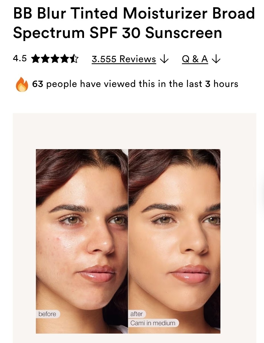 BB Blur Tinted Moisturizer Broad Spectrum SPF 30 Sunscreen