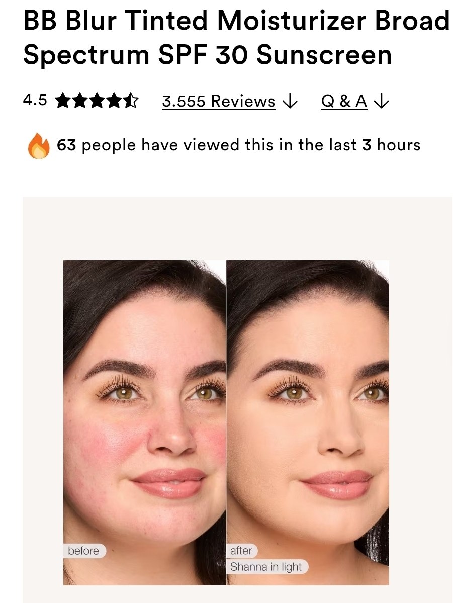BB Blur Tinted Moisturizer Broad Spectrum SPF 30 Sunscreen