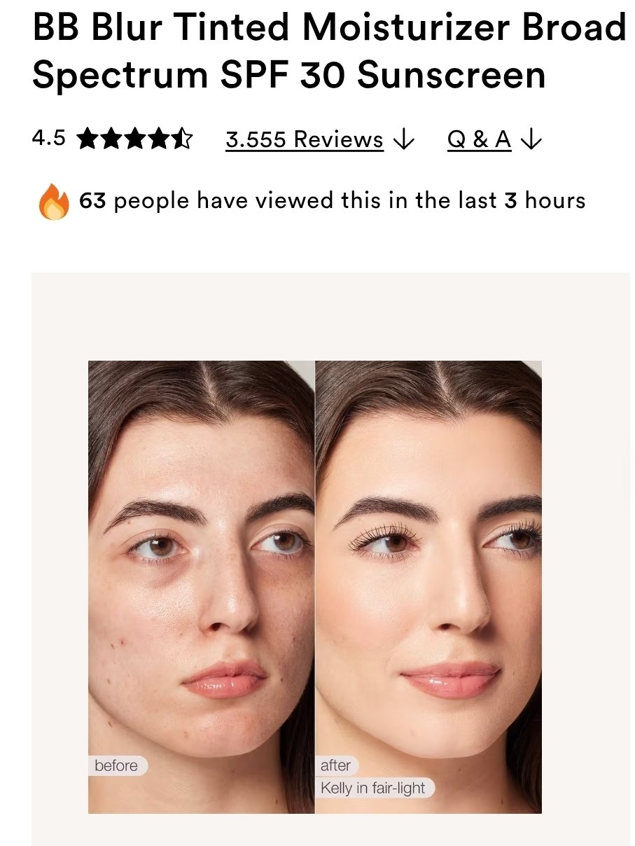 BB Blur Tinted Moisturizer Broad Spectrum SPF 30 Sunscreen