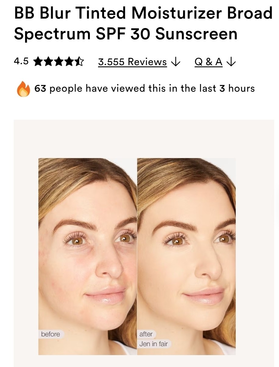 BB Blur Tinted Moisturizer Broad Spectrum SPF 30 Sunscreen