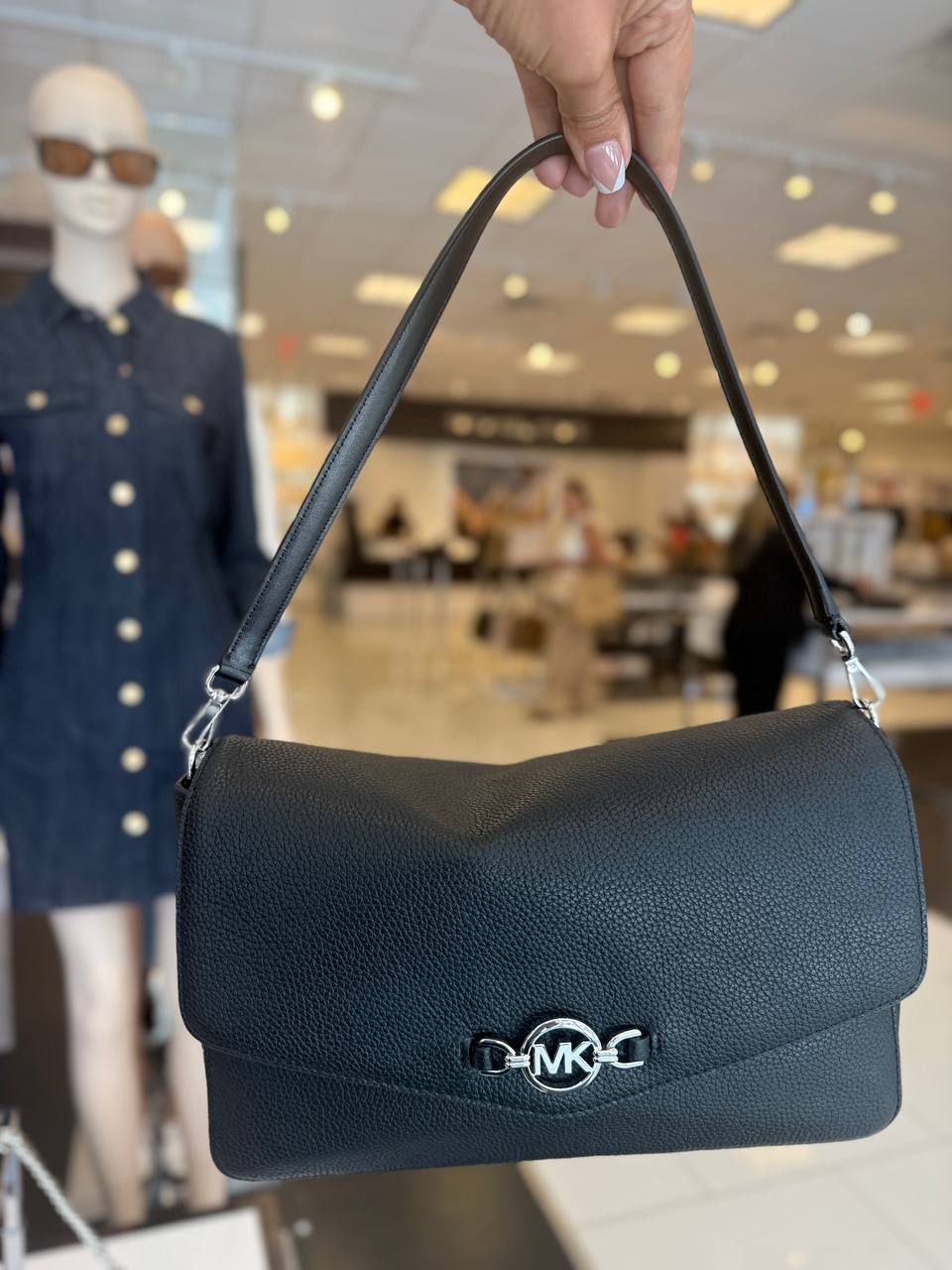 KACEY LG FLAP SHLDR LEATHER com alça crossbody