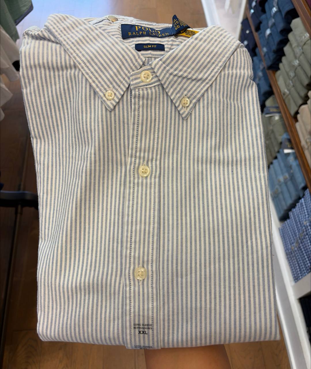 camisa classic fit oxford manga longa