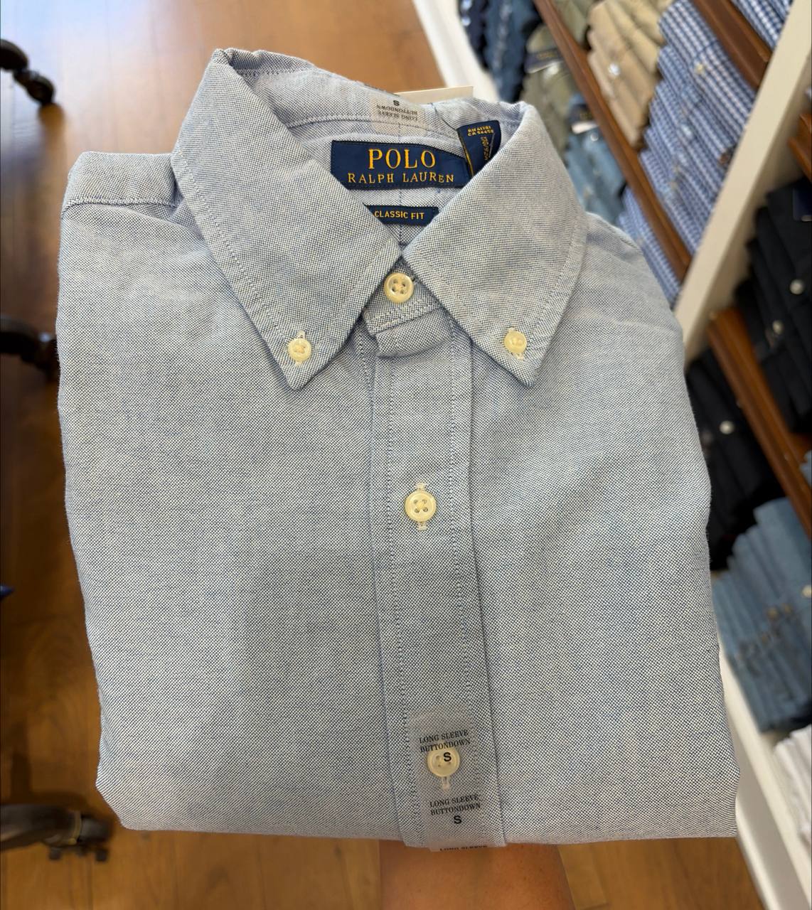 camisa classic fit oxford manga longa