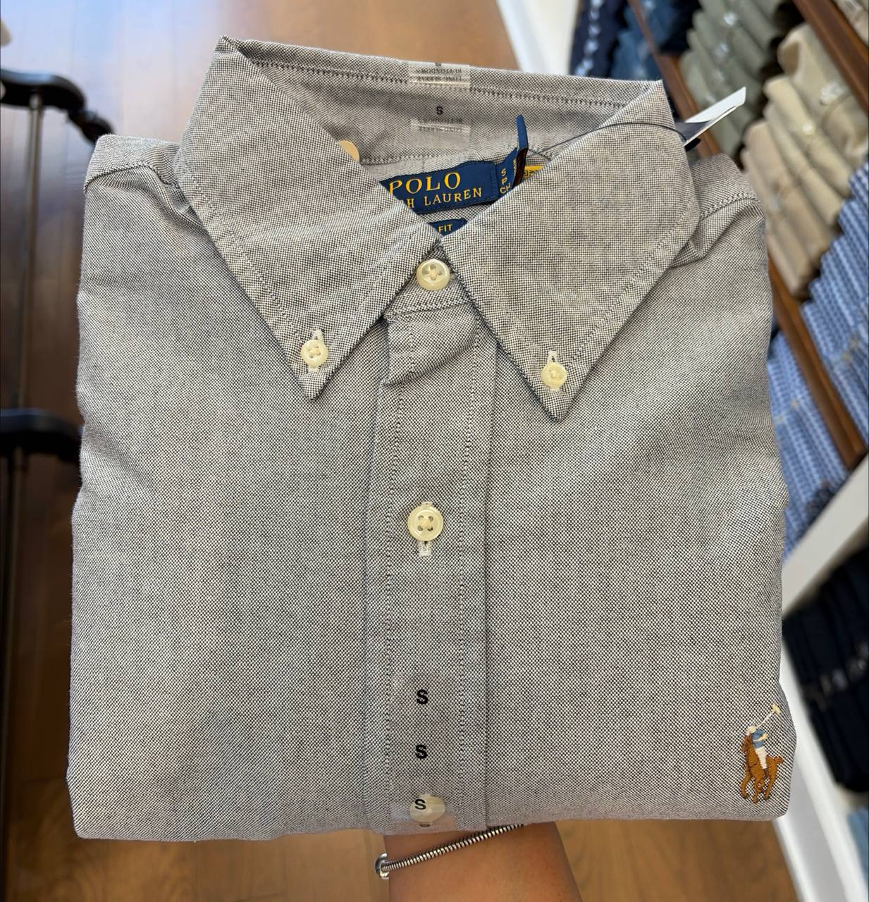 camisa classic fit oxford manga longa