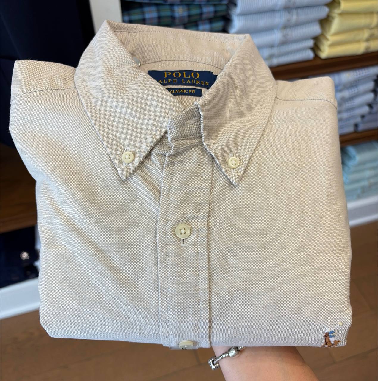 camisa classic fit oxford manga longa