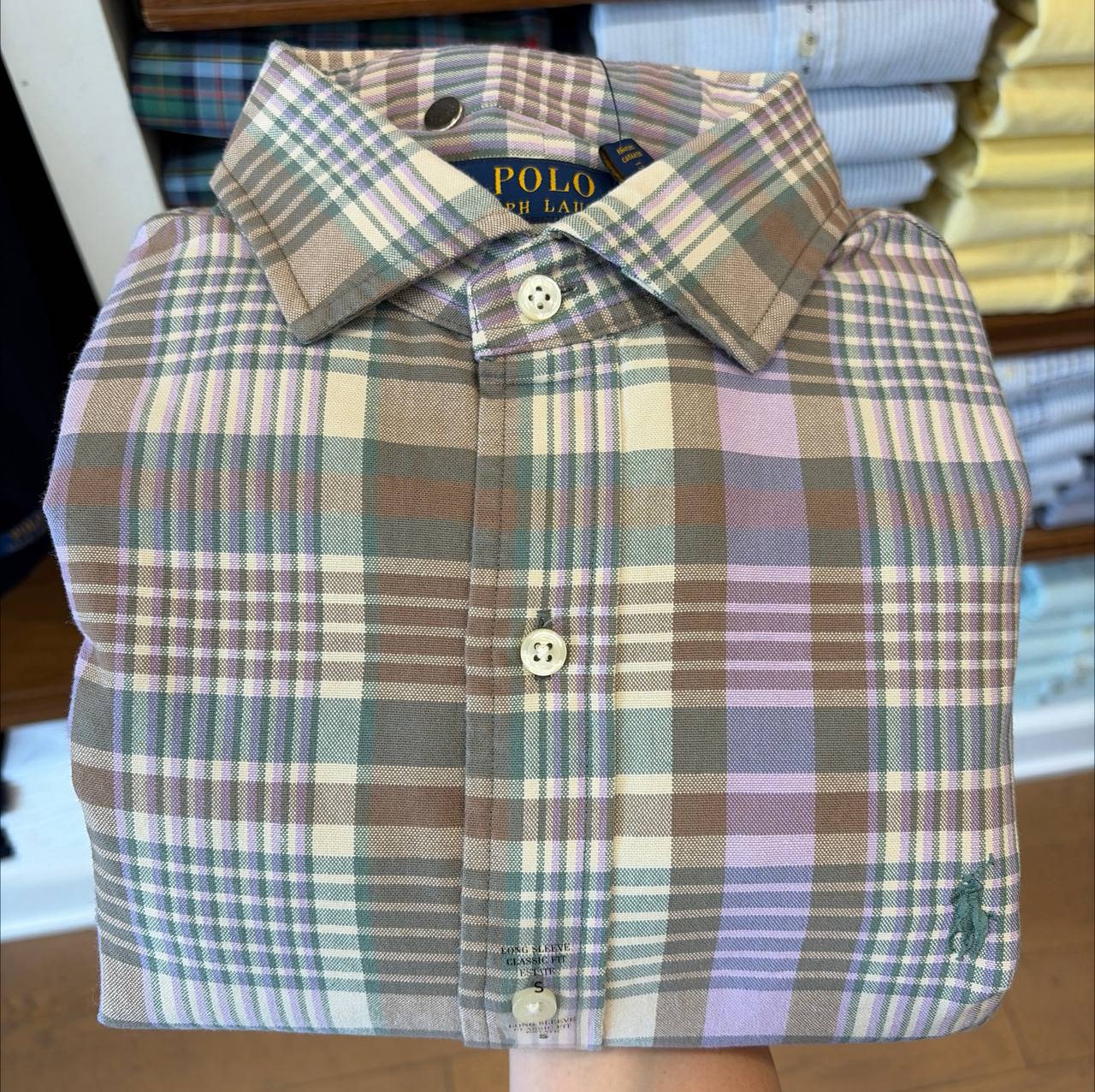 camisa classic fit oxford manga longa
