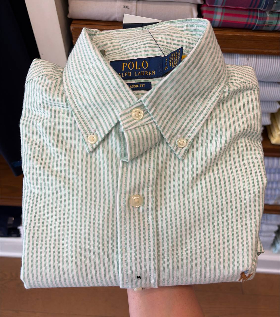 camisa classic fit oxford manga longa