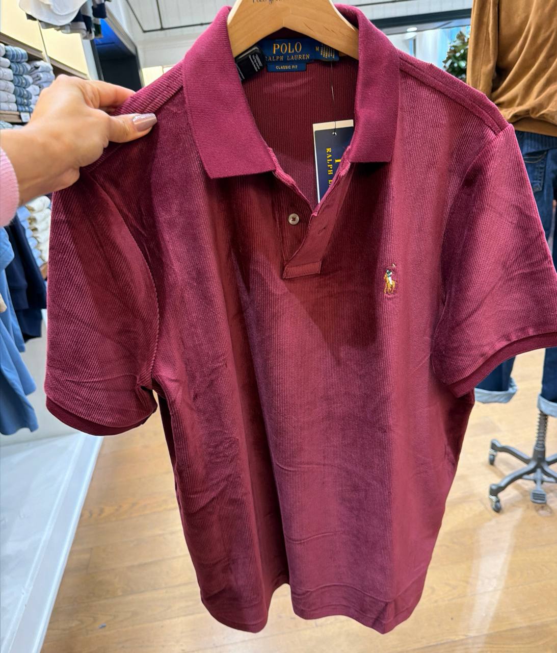 Camiseta Polo em veludo