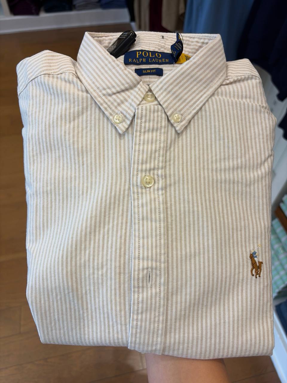 camisa slim fit oxford manga longa