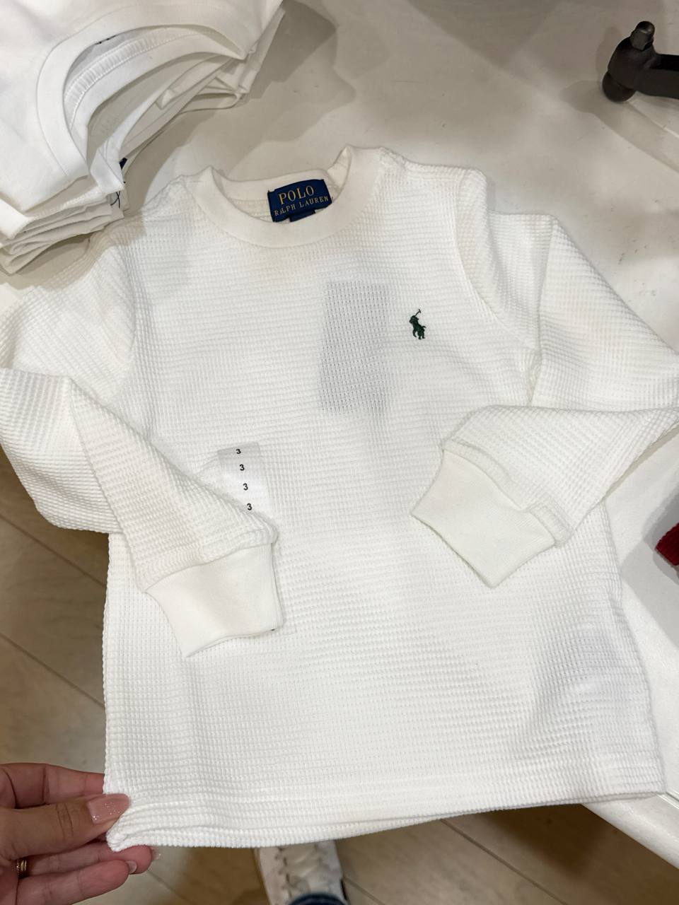 Camiseta Manga longa  cor única  Malha Waffle