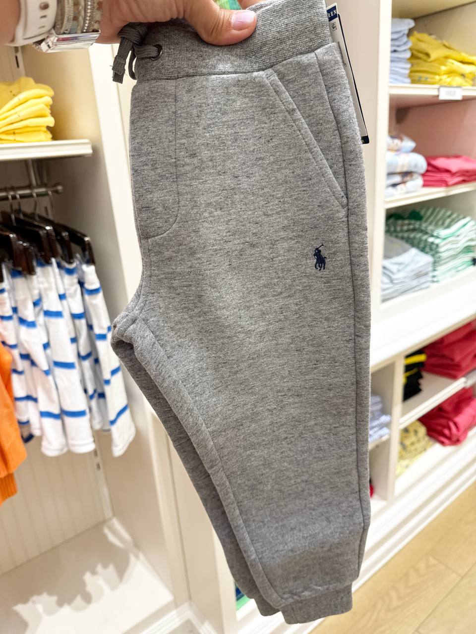 calça Moletom sem fleece, de polyester e algodão