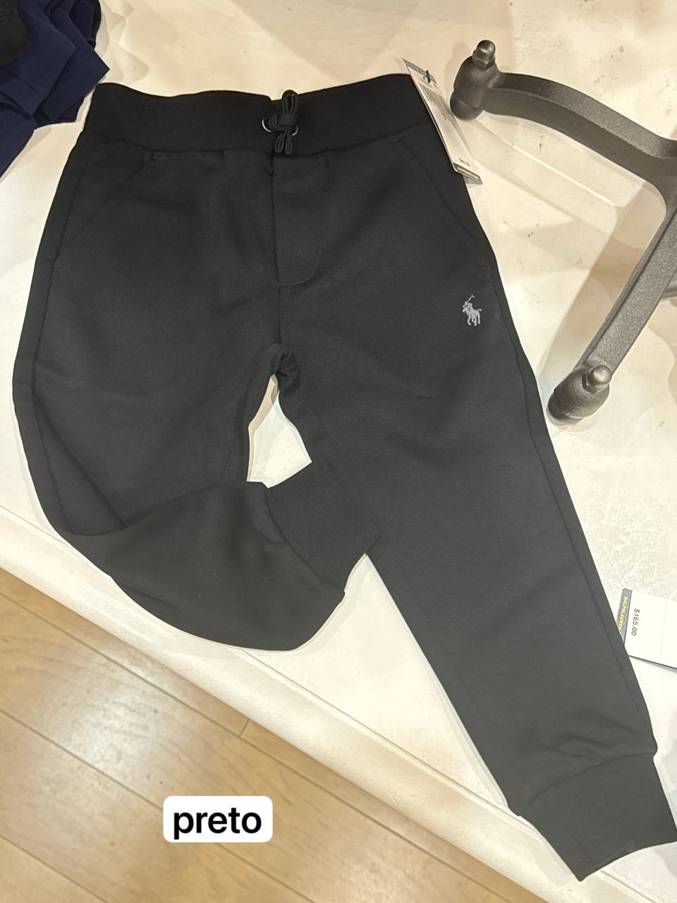 calça Moletom sem fleece, de polyester e algodão