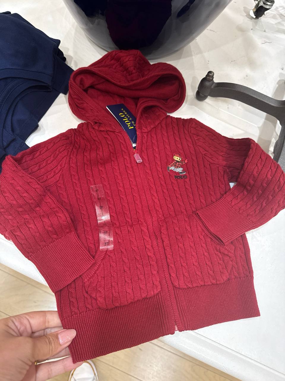 blusa de capuz tricô  Bear