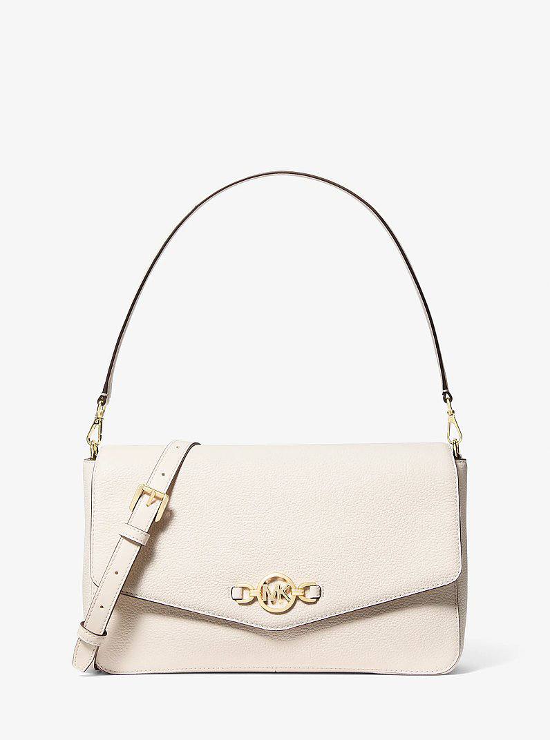 KACEY LG FLAP SHLDR LEATHER com alça crossbody