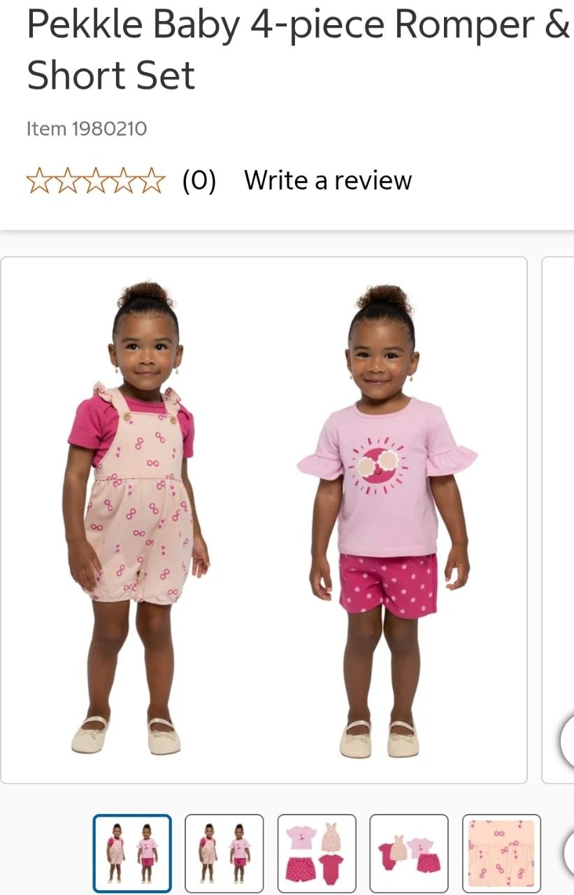 Pekkle Baby 4-piece Romper & Short Set