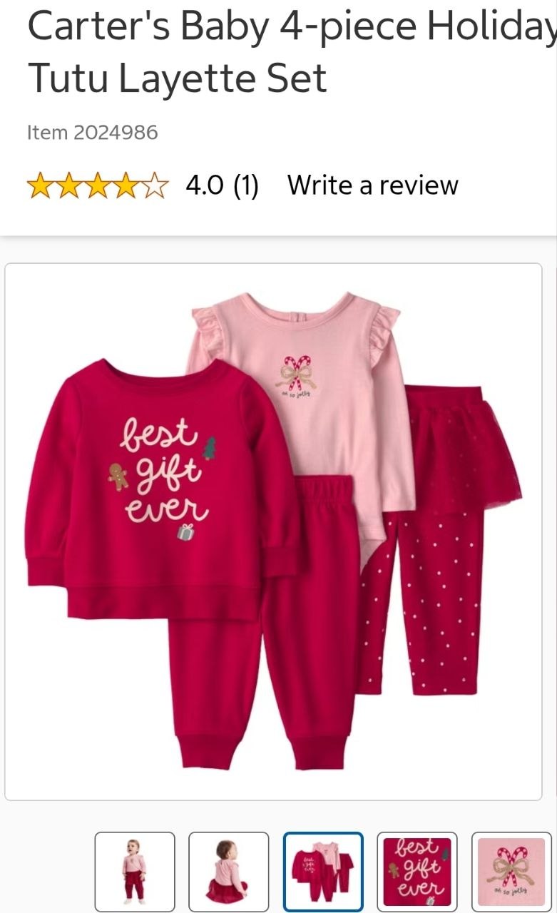 Carter's Baby 4-piece Holiday Tutu Layette Set
