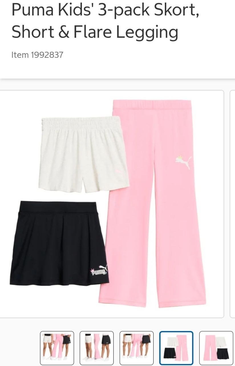 Puma Kids' 3-pack Skort, Short & Flare Legging