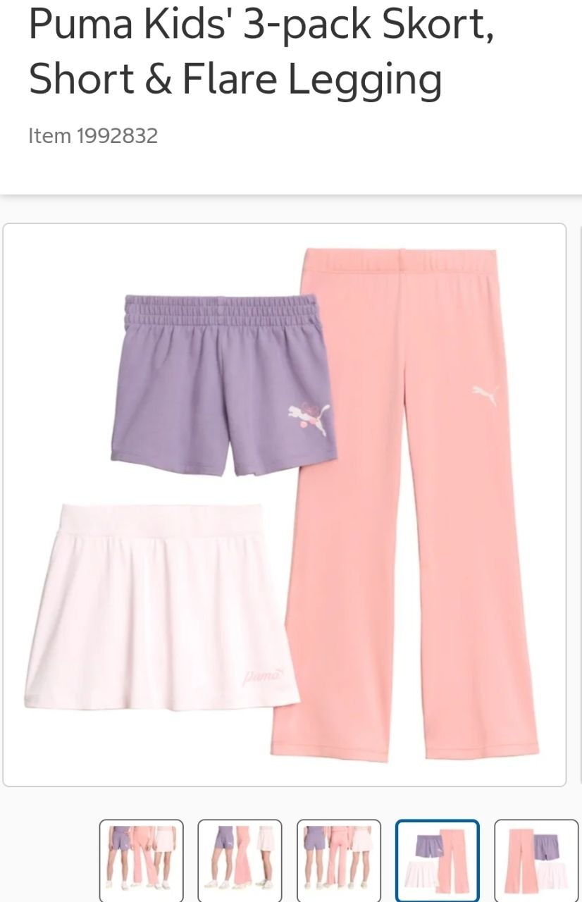 Puma Kids' 3-pack Skort, Short & Flare Legging