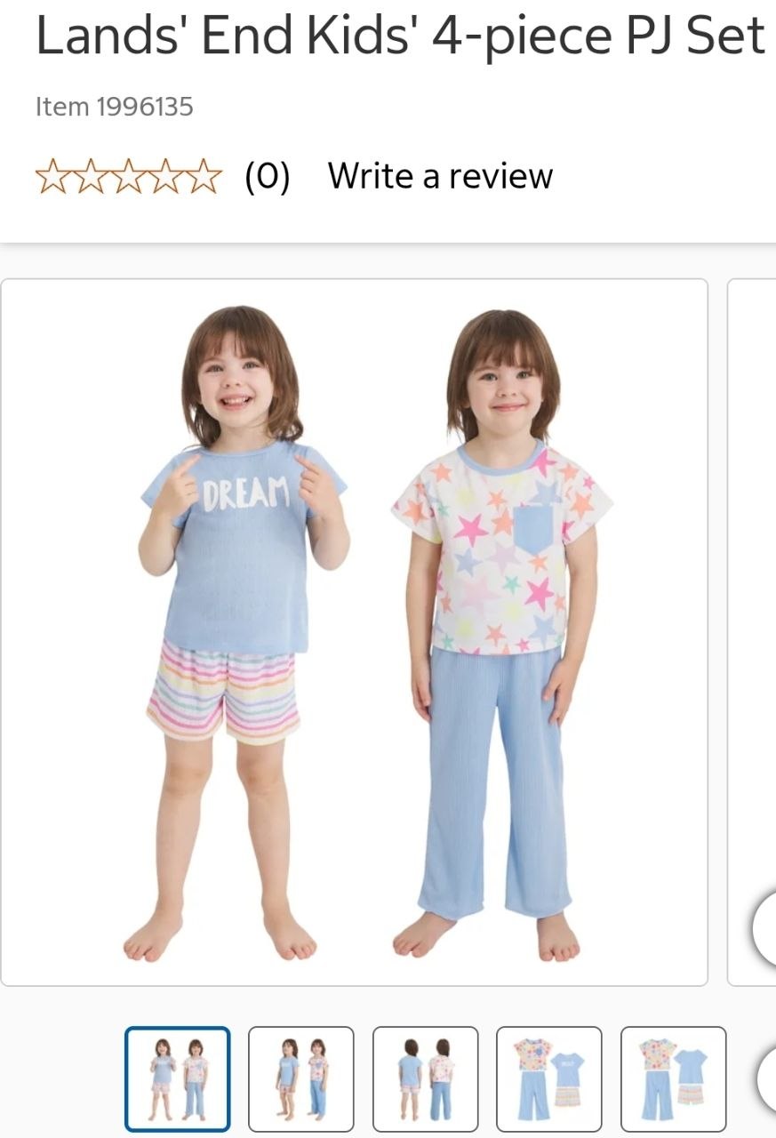Lands' End Kids' 4-piece PJ Set