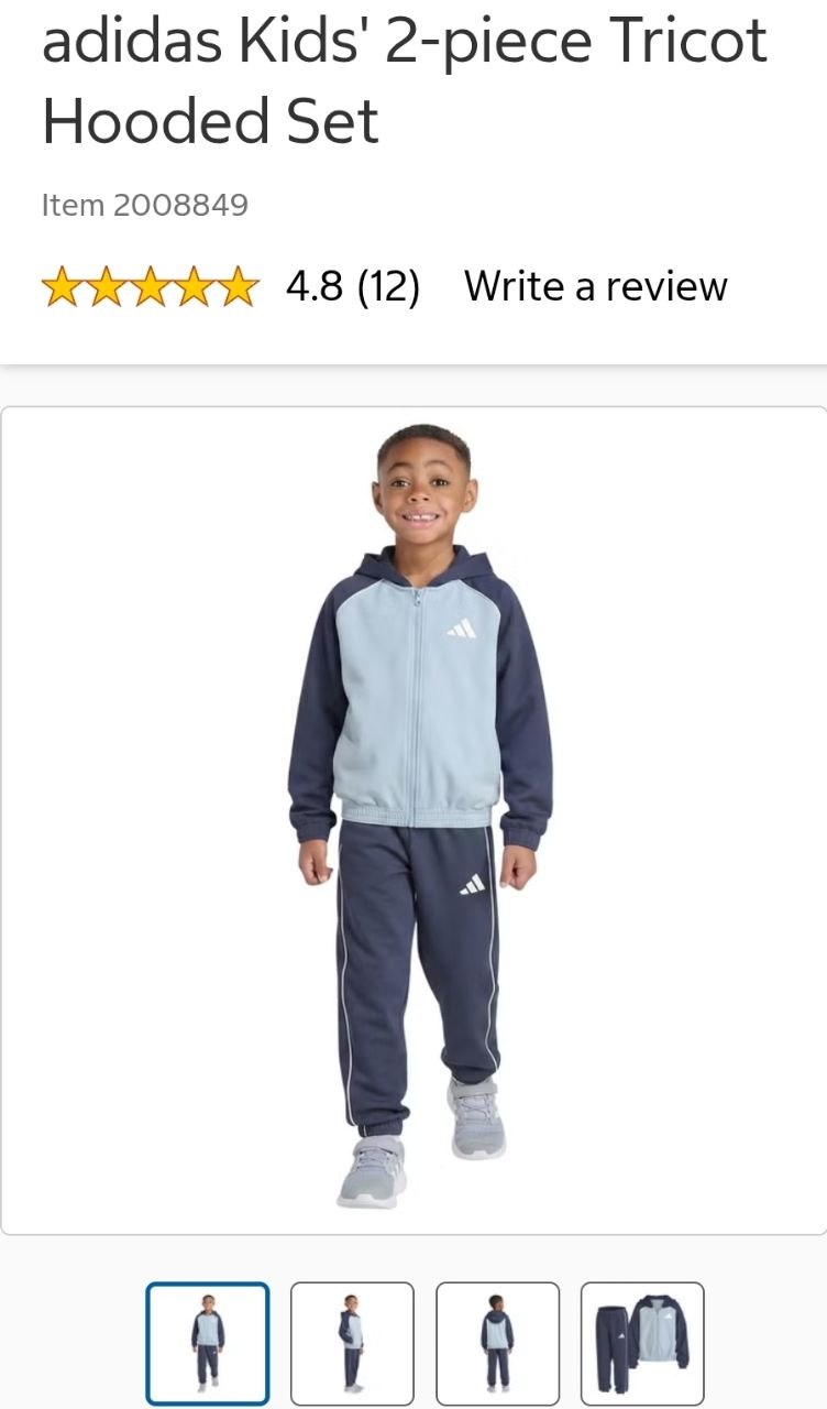 adidas Kids' 2-piece Tricot Hooded Set