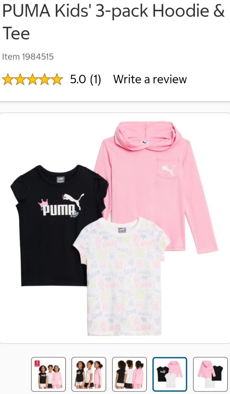 PUMA Kids' 3-pack Hoodie & Tee