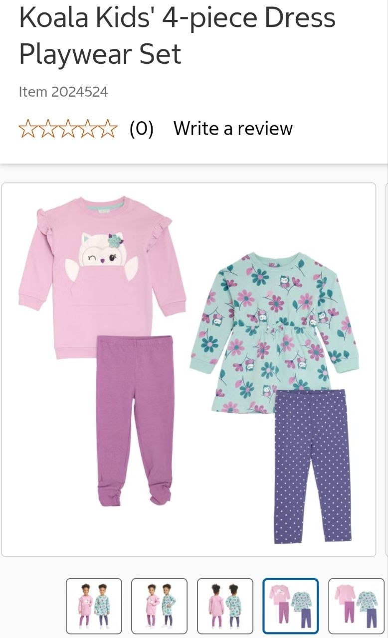 Koala Kids' 4-piece Dress Playwear Set