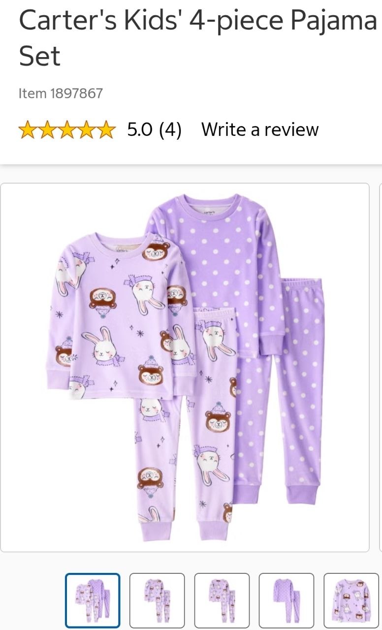 Carter's Kids' 4-piece Pajama Set