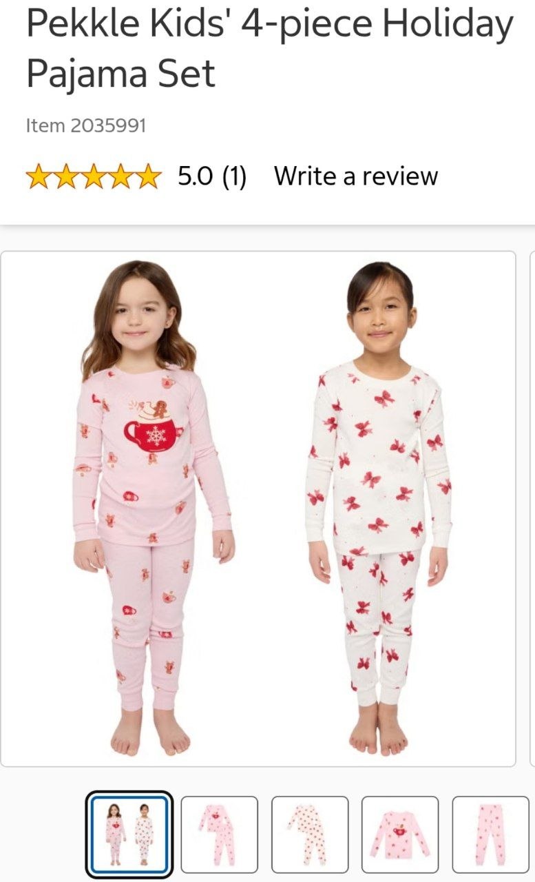 Pekkle Kids' 4-piece Holiday Pajama Set