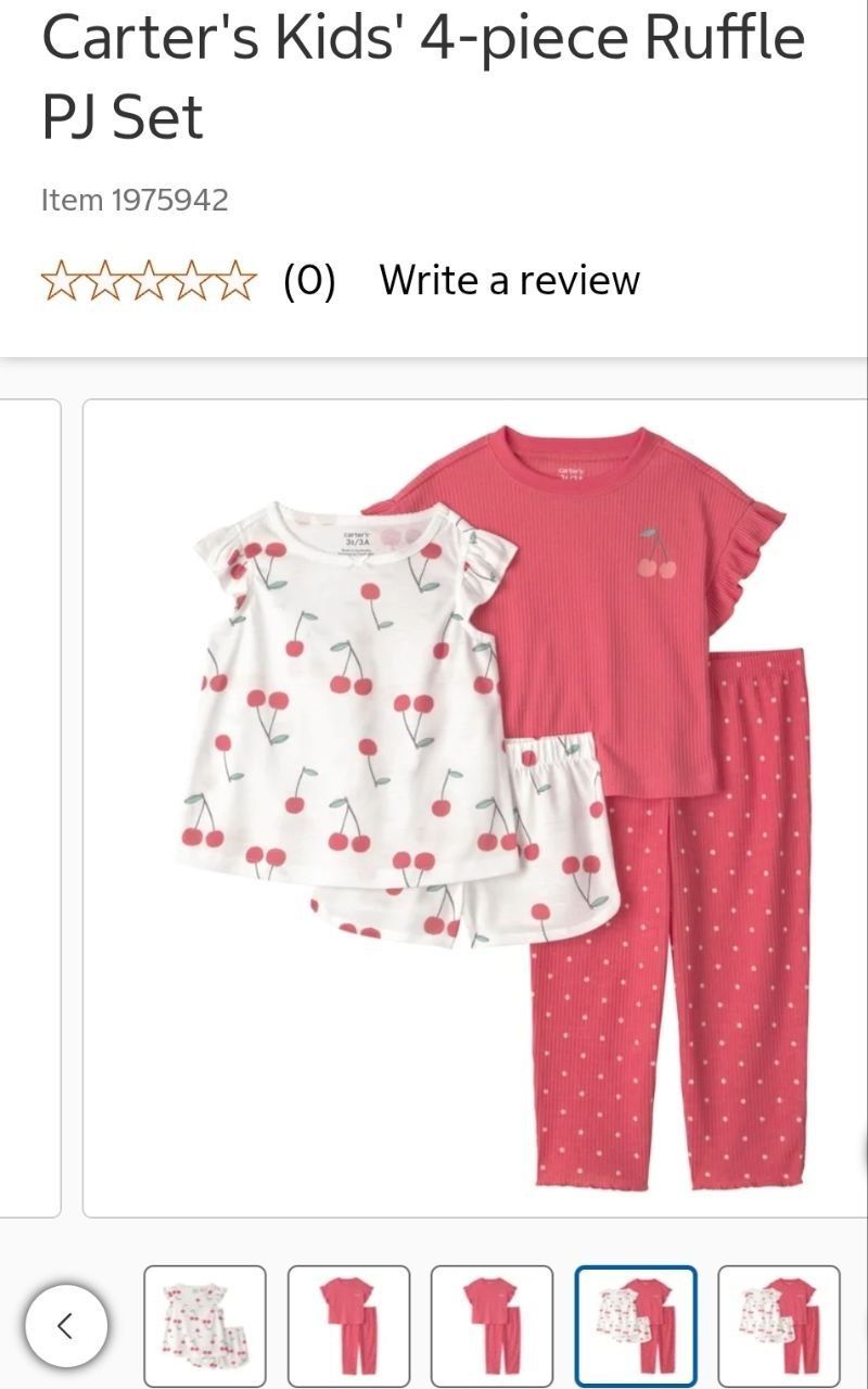 Carter's Kids' 4-piece Ruffle PJ Set