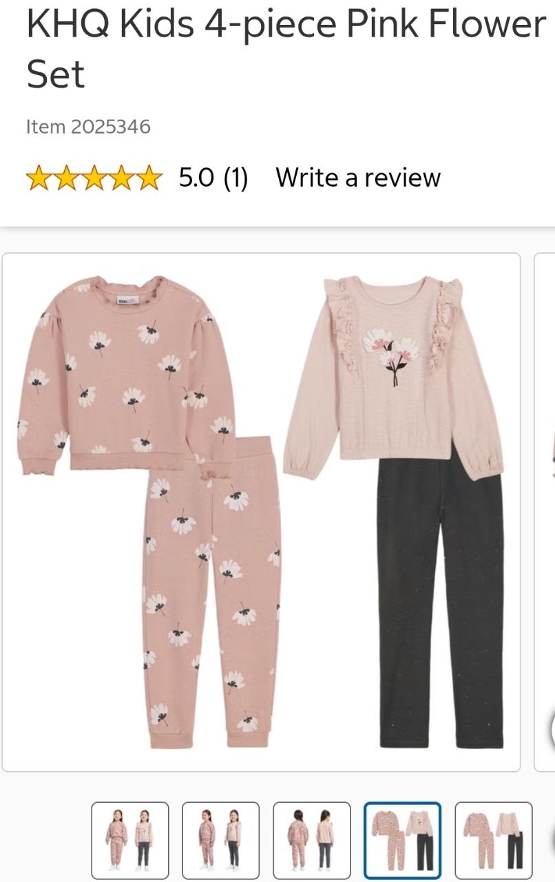 KHQ Kids 4-piece Pink Flower Set
