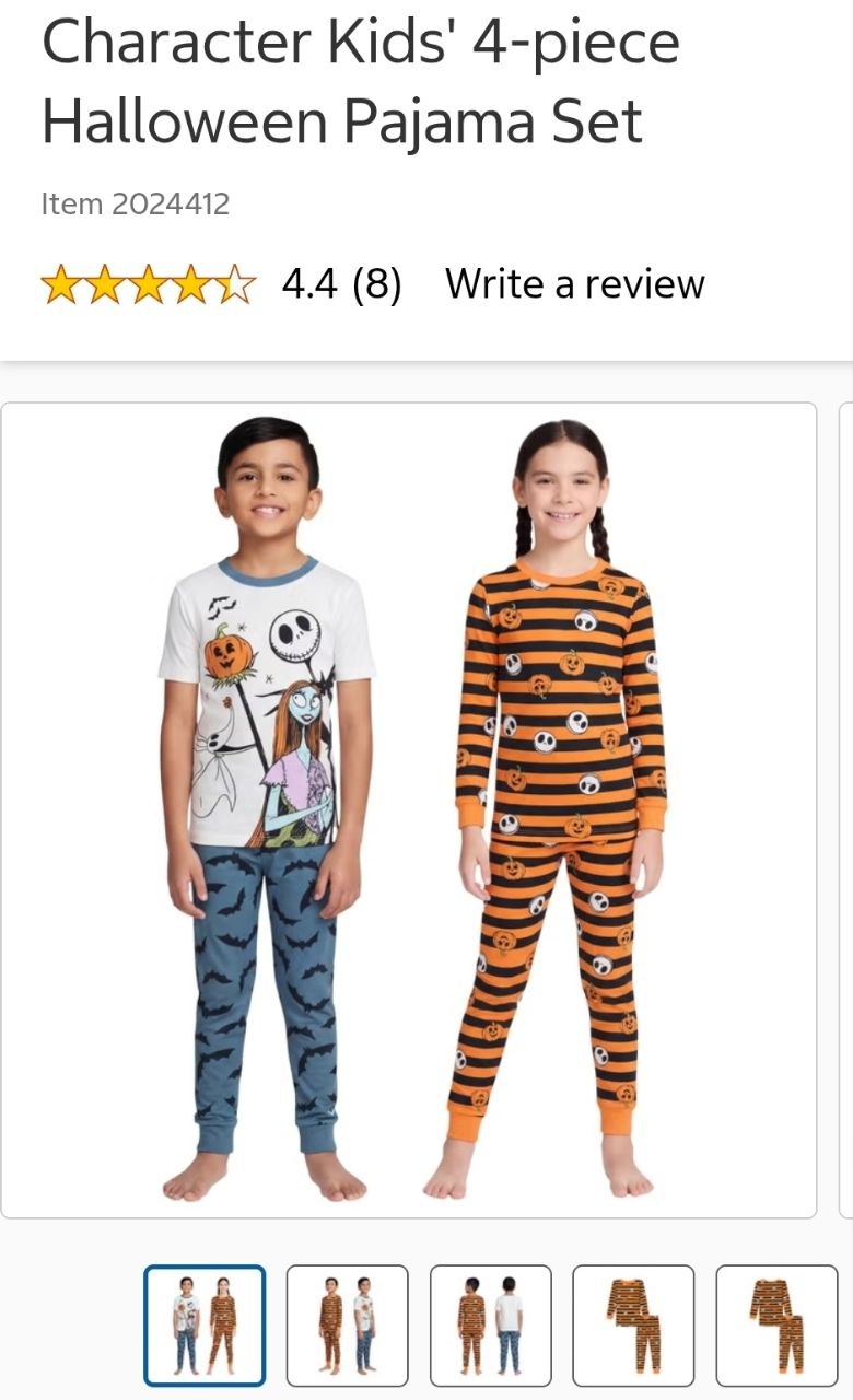 Character Kids' 4-piece Halloween Pajama Set