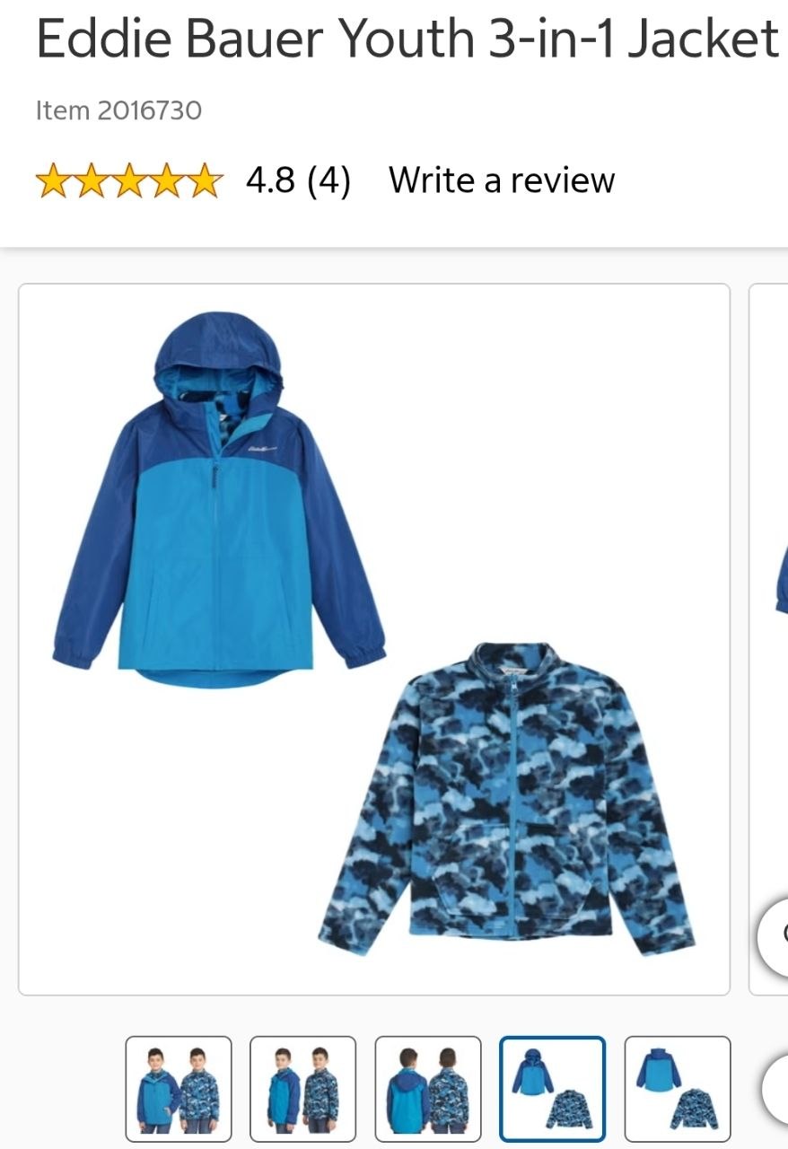 Promo 21/10 Eddie Bauer Youth 3-in-1 Jacket