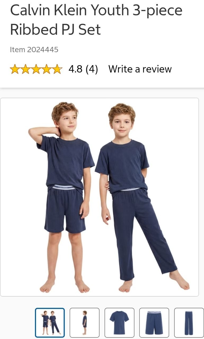 Calvin Klein Youth 3-piece Ribbed PJ Set