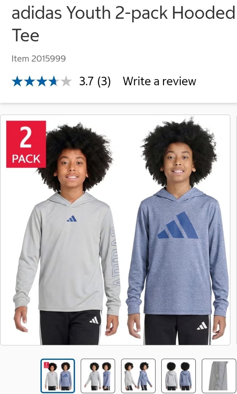 adidas Youth 2-pack Hooded Tee