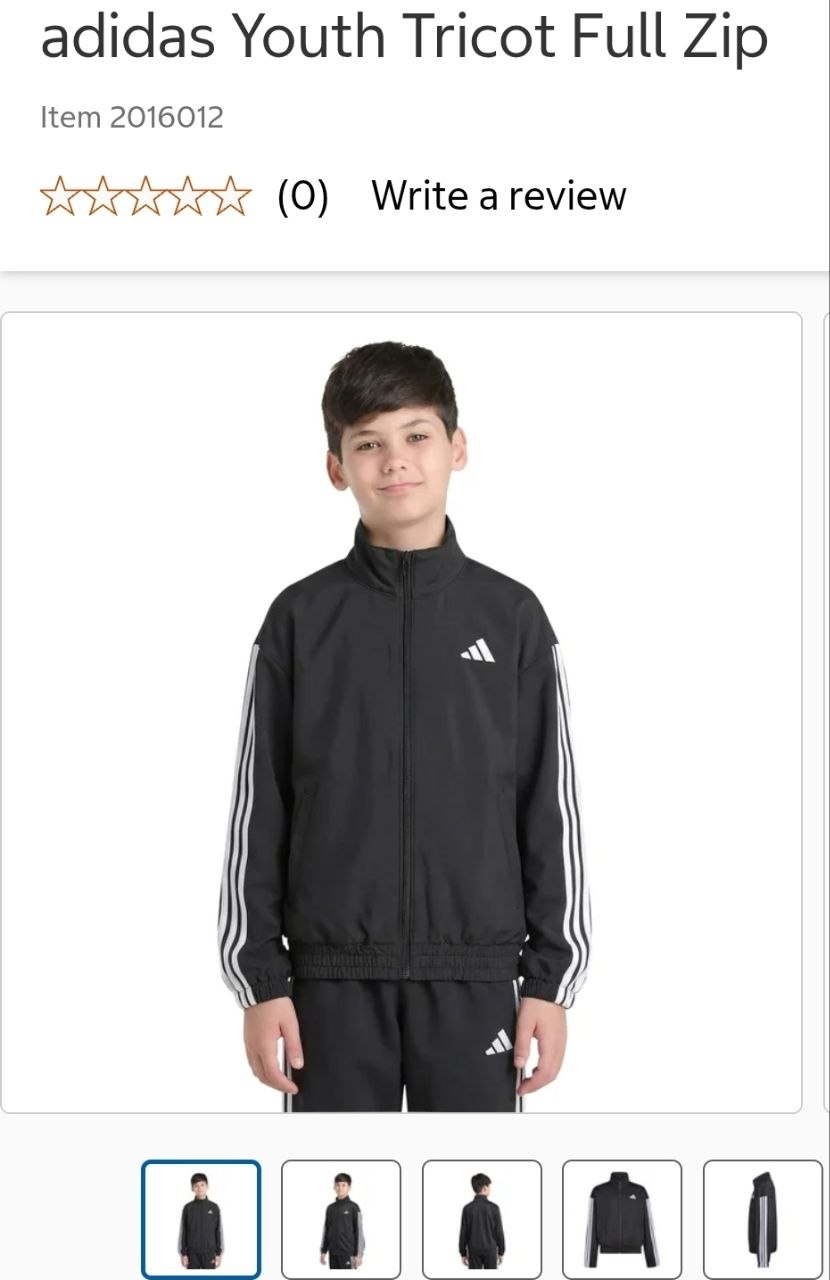 adidas Youth Tricot Full Zip