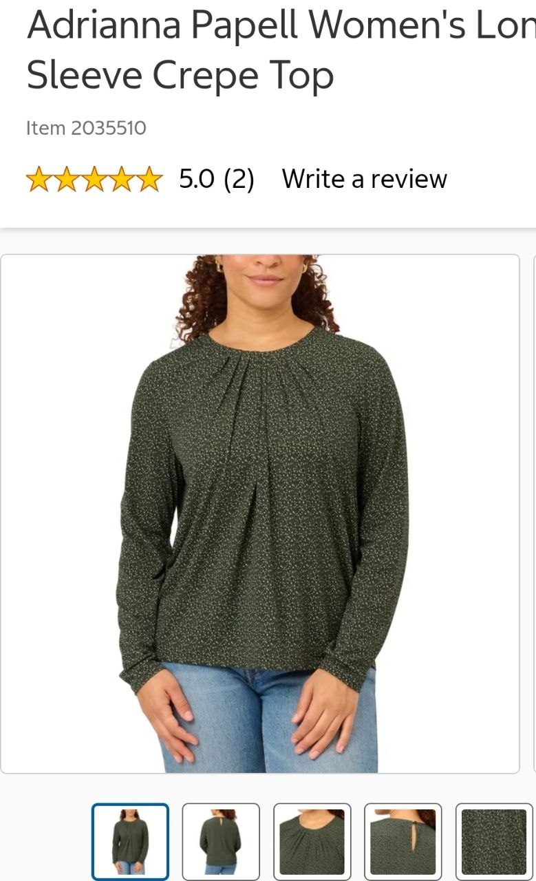 Adrianna Papell Women's Long Sleeve Crepe Top