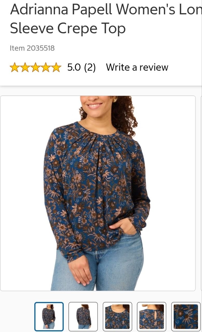 Adrianna Papell Women's Long Sleeve Crepe Top