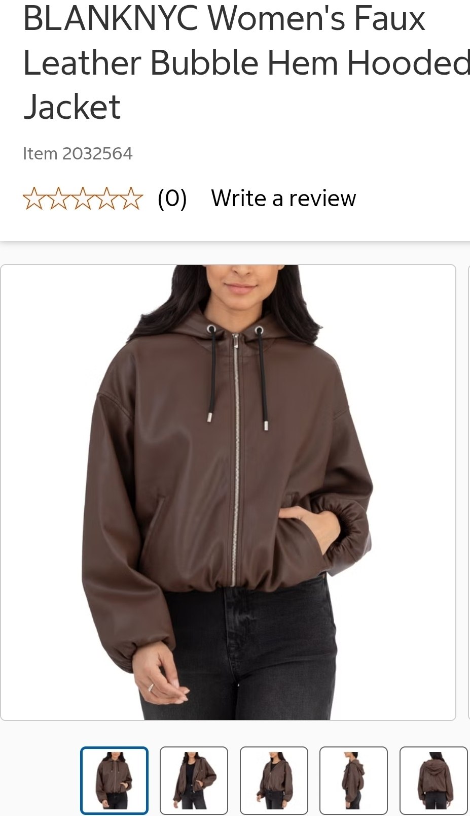 BLANKNYC Women's Faux Leather Bubble Hem Hooded Jacket