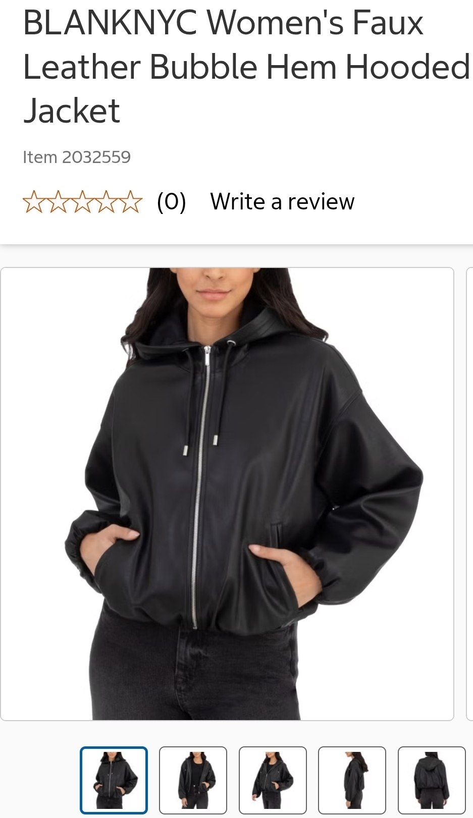 BLANKNYC Women's Faux Leather Bubble Hem Hooded Jacket