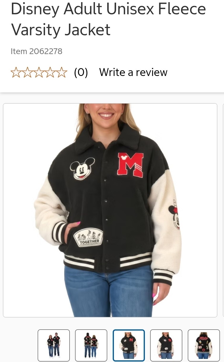 Disney Adult Unisex Fleece Varsity Jacket