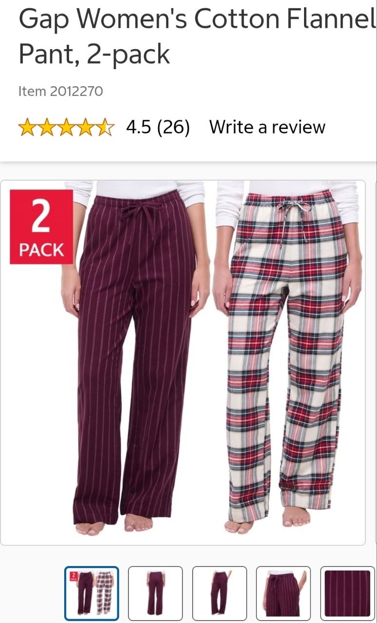 Gap Women's Cotton Flannel PJ Pant, 2-pack