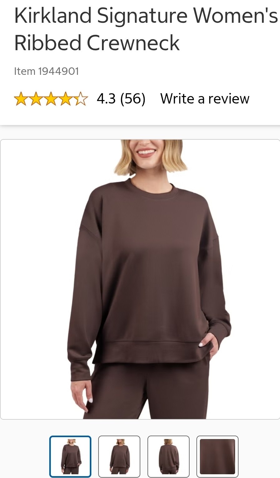 Kirkland Signature Women's Ribbed Crewneck