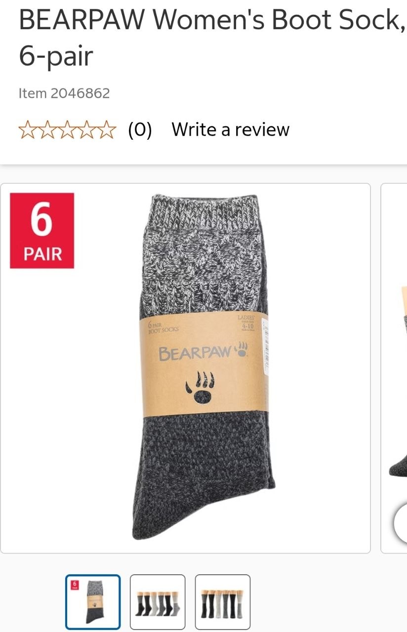 BEARPAW Women's Boot Sock, 6-pair