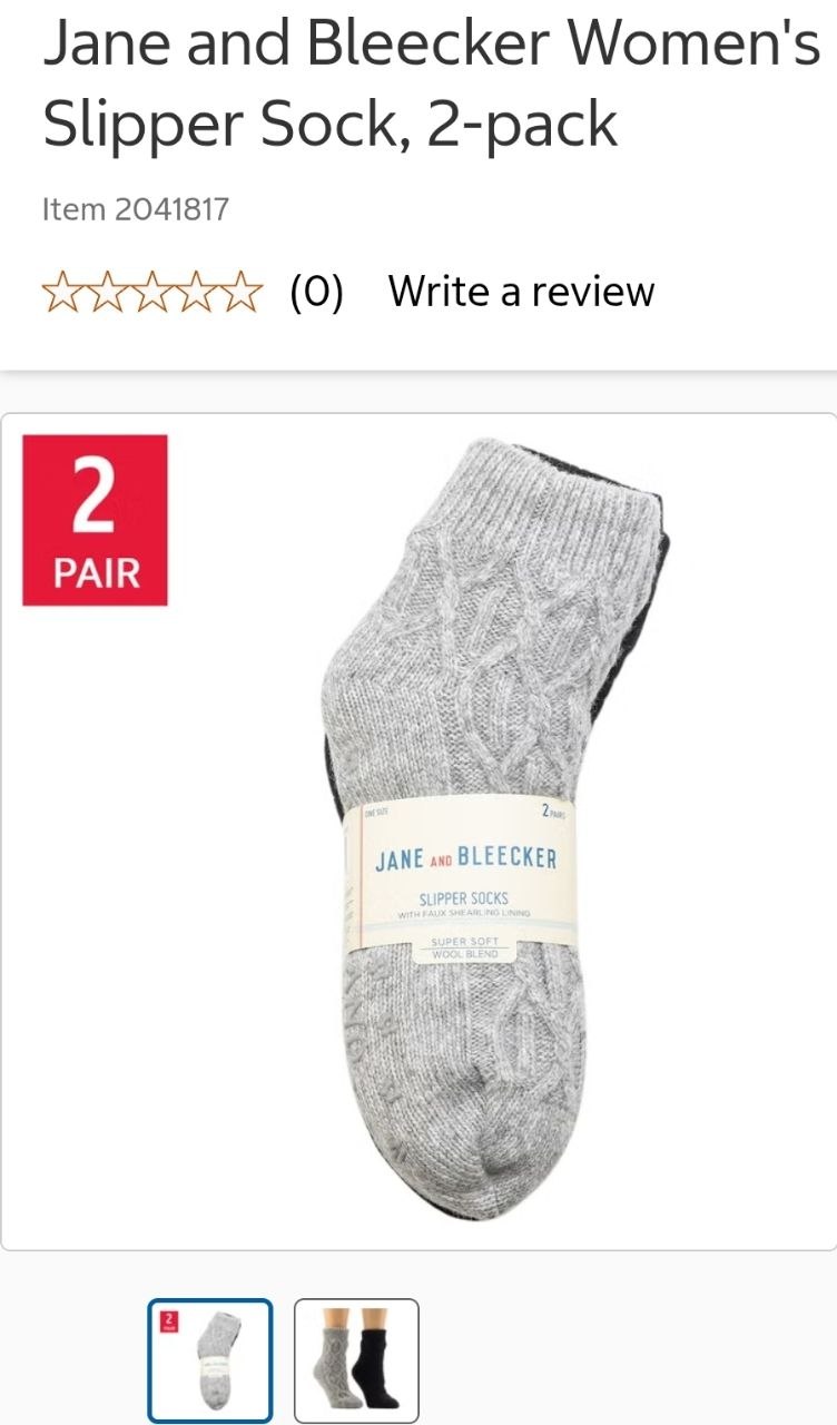 Promo 01/11 Jane and Bleecker Women's Slipper Sock, 2-pack