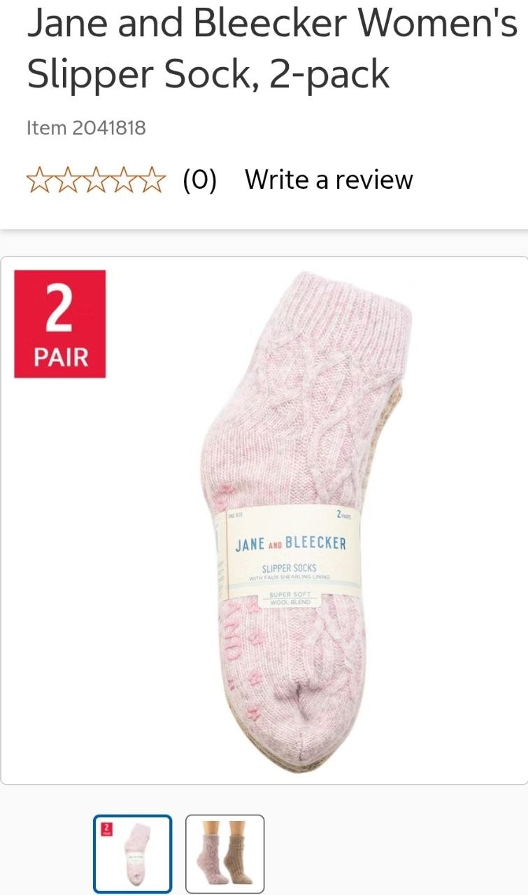 Promo 01/11 Jane and Bleecker Women's Slipper Sock, 2-pack